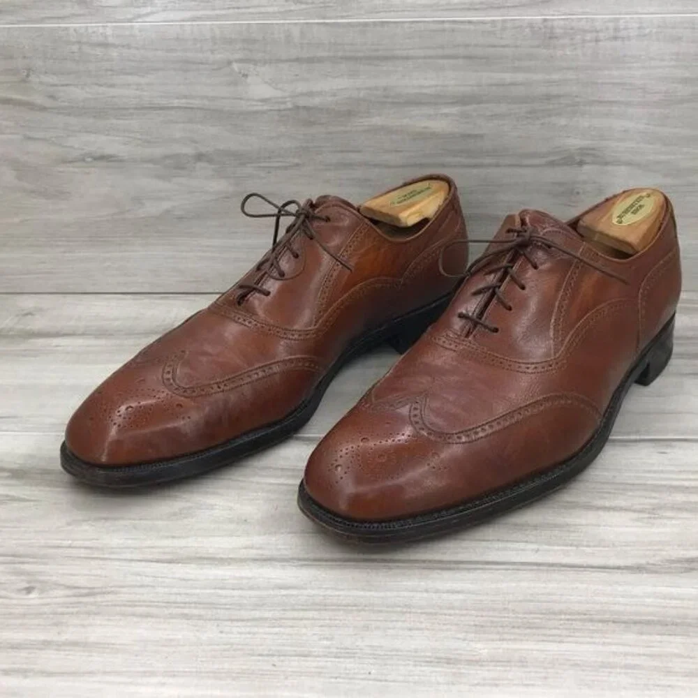 Florsheim Oxfords Men's 10.5 B Brogue Brown Leather Wingtip Dress Shoes
